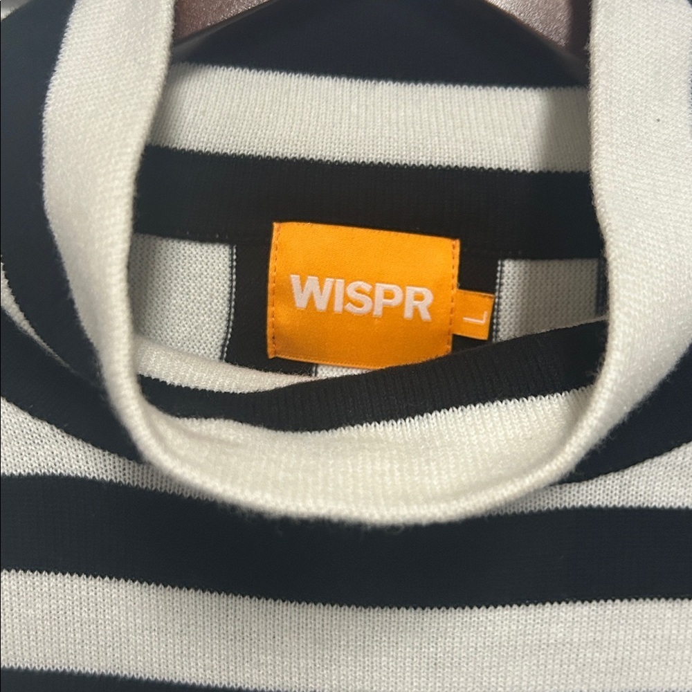 WISPR Striped Black and White Sweater with Pink Sleeve Accents - Picture 2 of 7